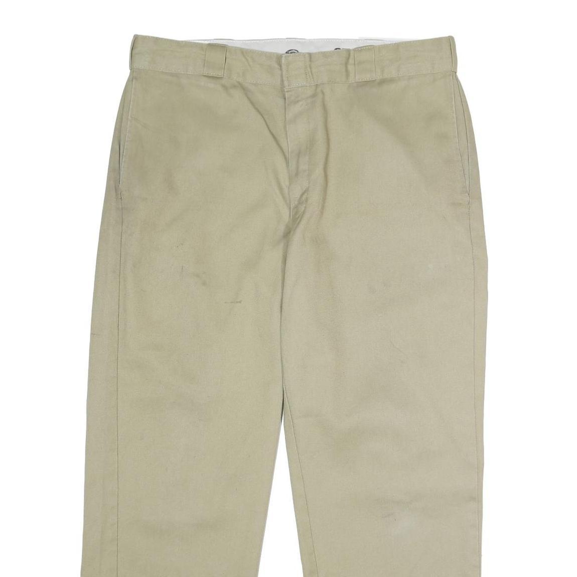 DICKIES Mens Classic Beige Workwear Zip Closure Trousers W38 L30 Durable Fit