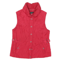 TRIBAL Womens Red Quilted Button Jacket M Polyester Blend Waist Detail