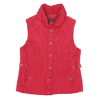 TRIBAL Womens Red Quilted Button Jacket M Polyester Blend Waist Detail