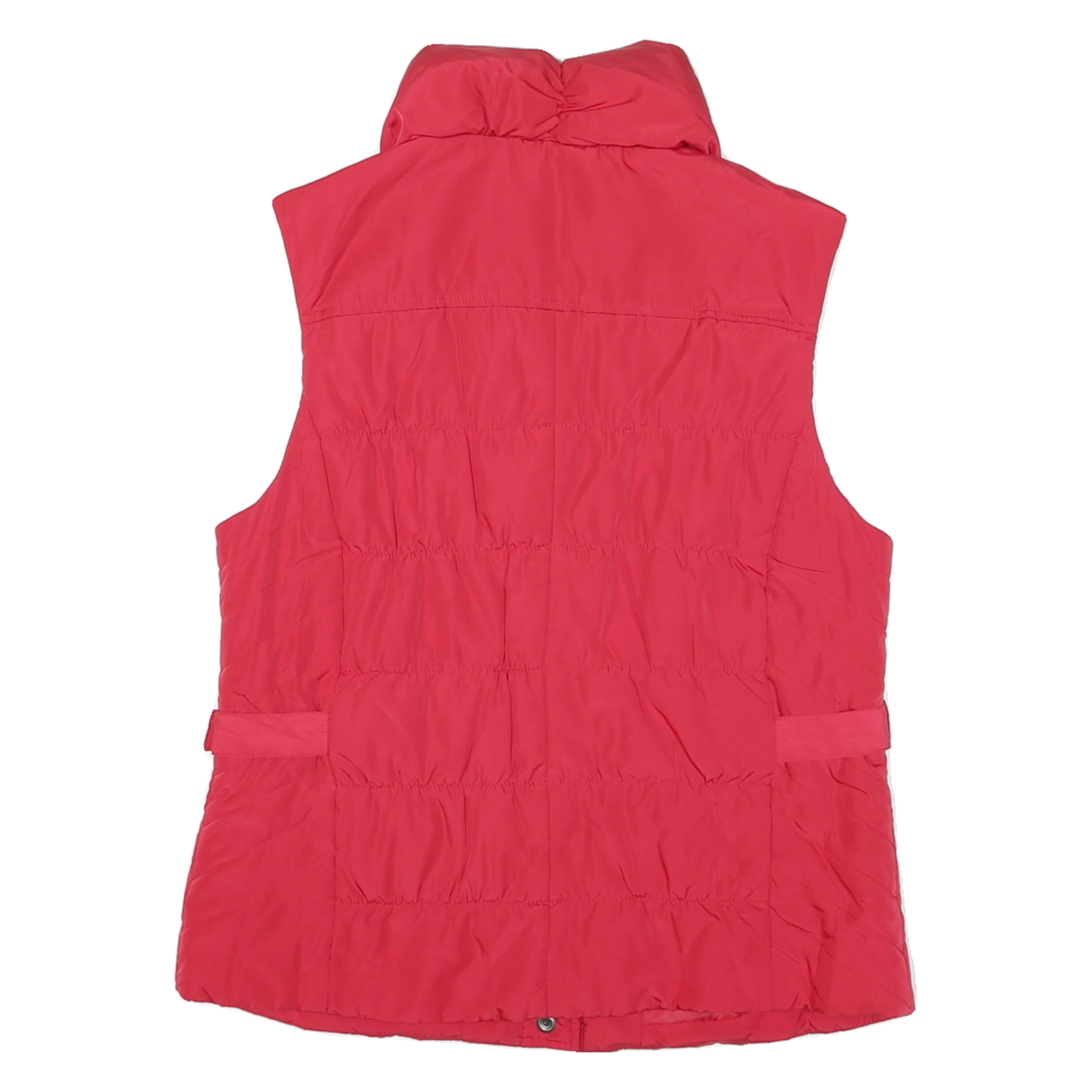 TRIBAL Womens Red Quilted Button Jacket M Polyester Blend Waist Detail