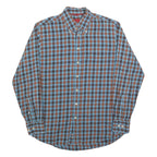 PIERRE CARDIN Mens Blue & Brown Check Shirt M Button Down Collar Casual Cotton