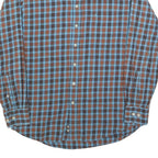 PIERRE CARDIN Mens Blue & Brown Check Shirt M Button Down Collar Casual Cotton