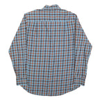 PIERRE CARDIN Mens Blue & Brown Check Shirt M Button Down Collar Casual Cotton