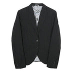 BENETTON Womens Black Pinstripe Blazer Jacket XS Polyester Blend Button Closure