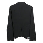 BENETTON Womens Black Pinstripe Blazer Jacket XS Polyester Blend Button Closure