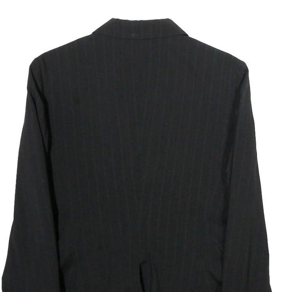 BENETTON Womens Black Pinstripe Blazer Jacket XS Polyester Blend Button Closure