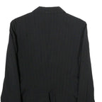 BENETTON Womens Black Pinstripe Blazer Jacket XS Polyester Blend Button Closure