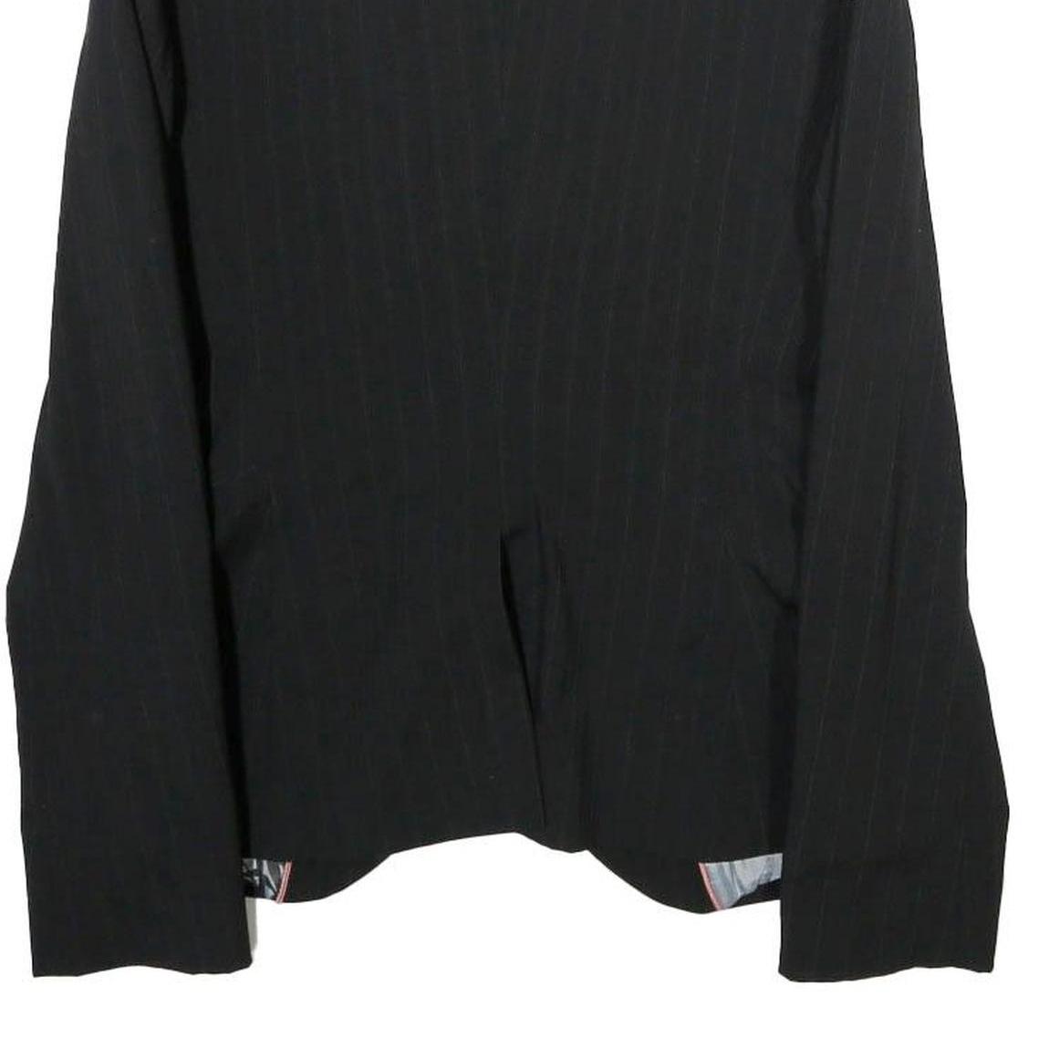 BENETTON Womens Black Pinstripe Blazer Jacket XS Polyester Blend Button Closure