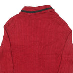 LAUREN RALPH LAUREN Womens Red Cable Knit Button Up Jumper Shawl Collar XL