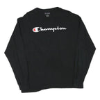 CHAMPION Mens Black Graphic T-Shirt L Long Sleeve Crew Neck Cotton Blend