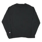CHAMPION Mens Black Graphic T-Shirt L Long Sleeve Crew Neck Cotton Blend