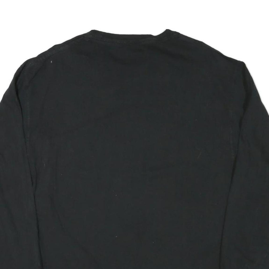 CHAMPION Mens Black Graphic T-Shirt L Long Sleeve Crew Neck Cotton Blend