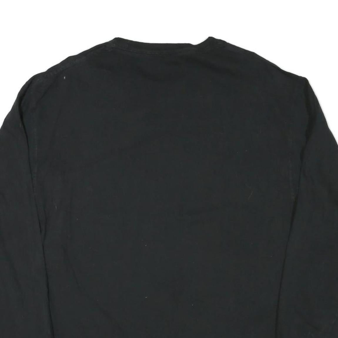 CHAMPION Mens Black Graphic T-Shirt L Long Sleeve Crew Neck Cotton Blend