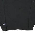 CHAMPION Mens Black Graphic T-Shirt L Long Sleeve Crew Neck Cotton Blend