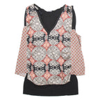 ZARA Womens Printed Vest Black V-Neck Sleeveless Silk Crazy Pattern M