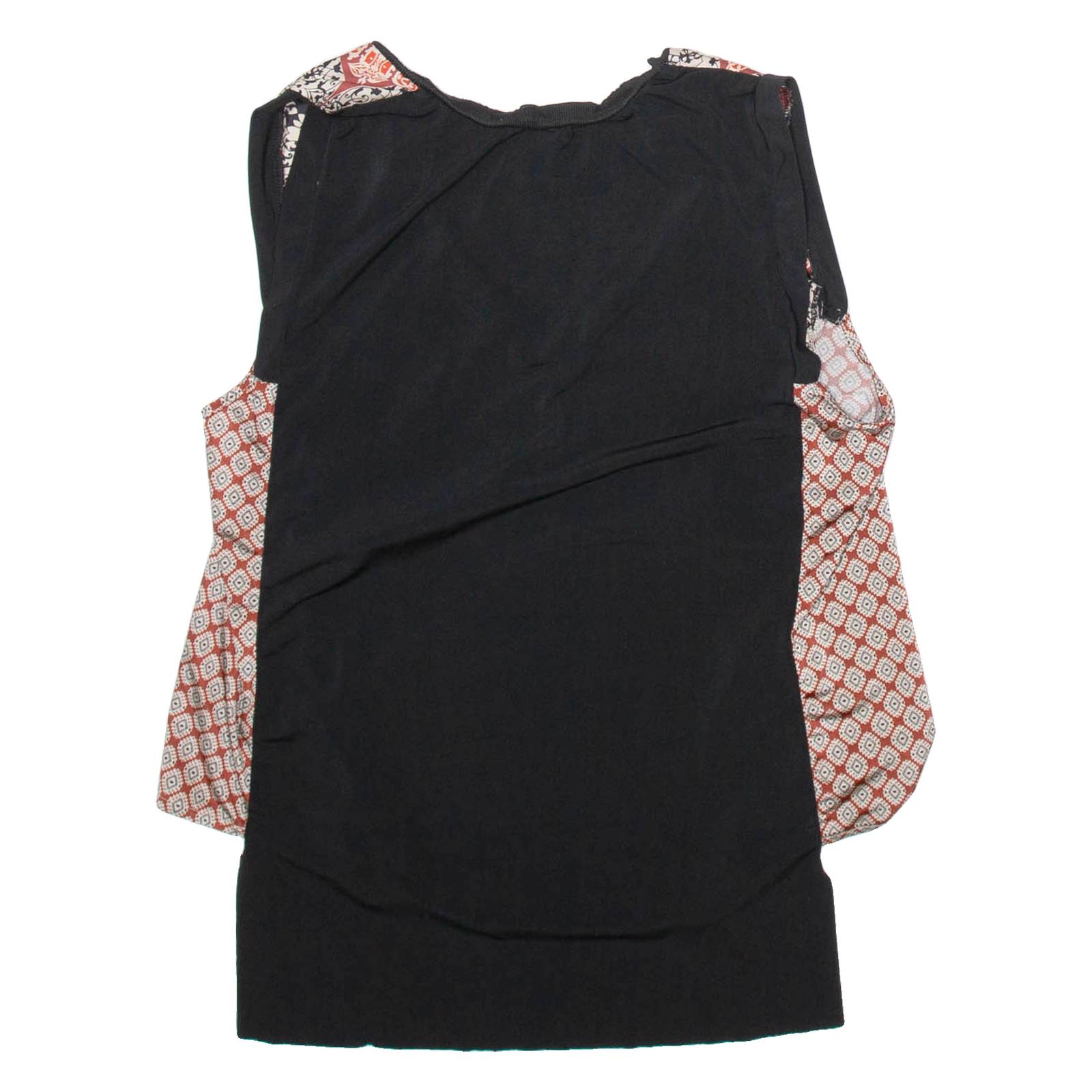 ZARA Womens Printed Vest Black V-Neck Sleeveless Silk Crazy Pattern M