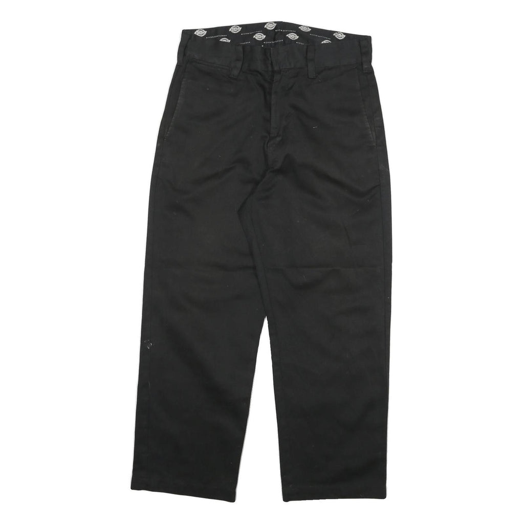 DICKIES Mens Cotton Blend Black Regular Straight Trousers W30 L26 Workwear Zip