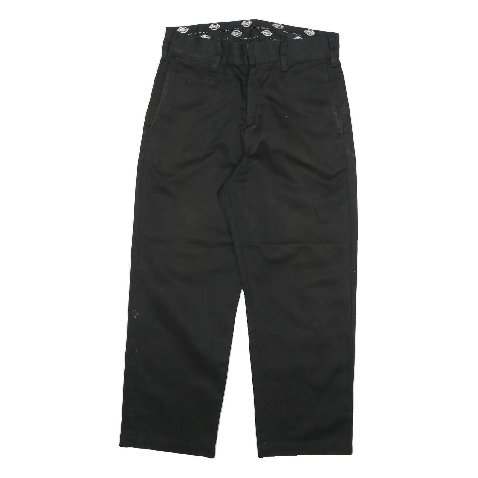 DICKIES Mens Cotton Blend Black Regular Straight Trousers W30 L26 Workwear Zip
