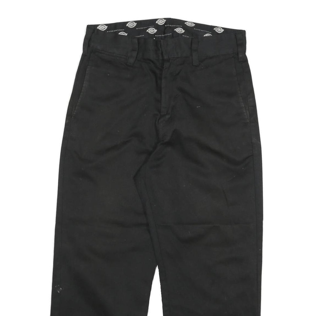 DICKIES Mens Cotton Blend Black Regular Straight Trousers W30 L26 Workwear Zip