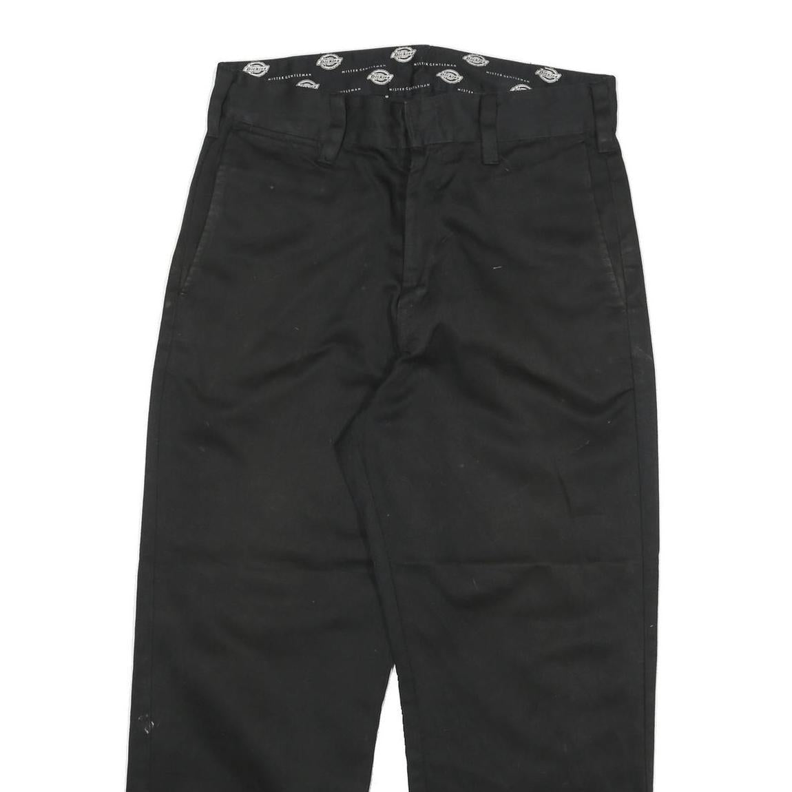 DICKIES Mens Cotton Blend Black Regular Straight Trousers W30 L26 Workwear Zip