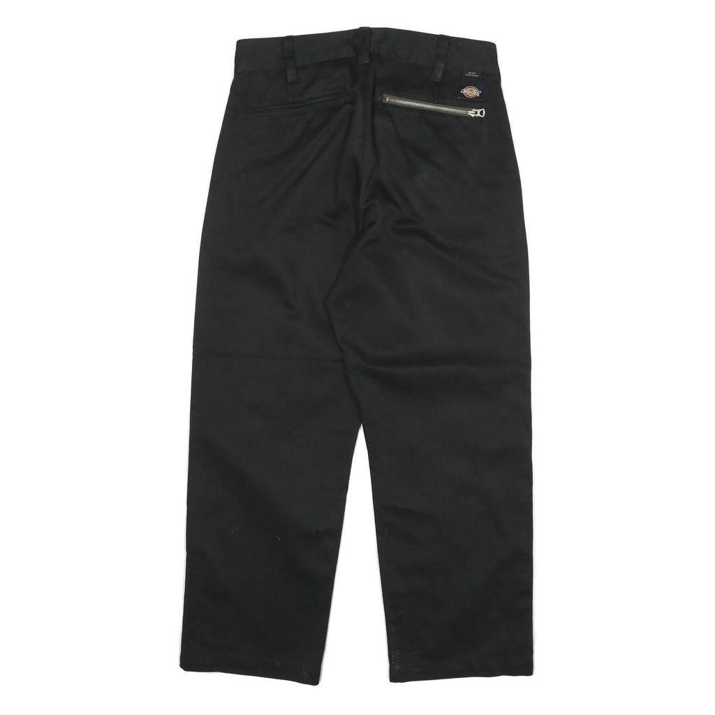 DICKIES Mens Cotton Blend Black Regular Straight Trousers W30 L26 Workwear Zip