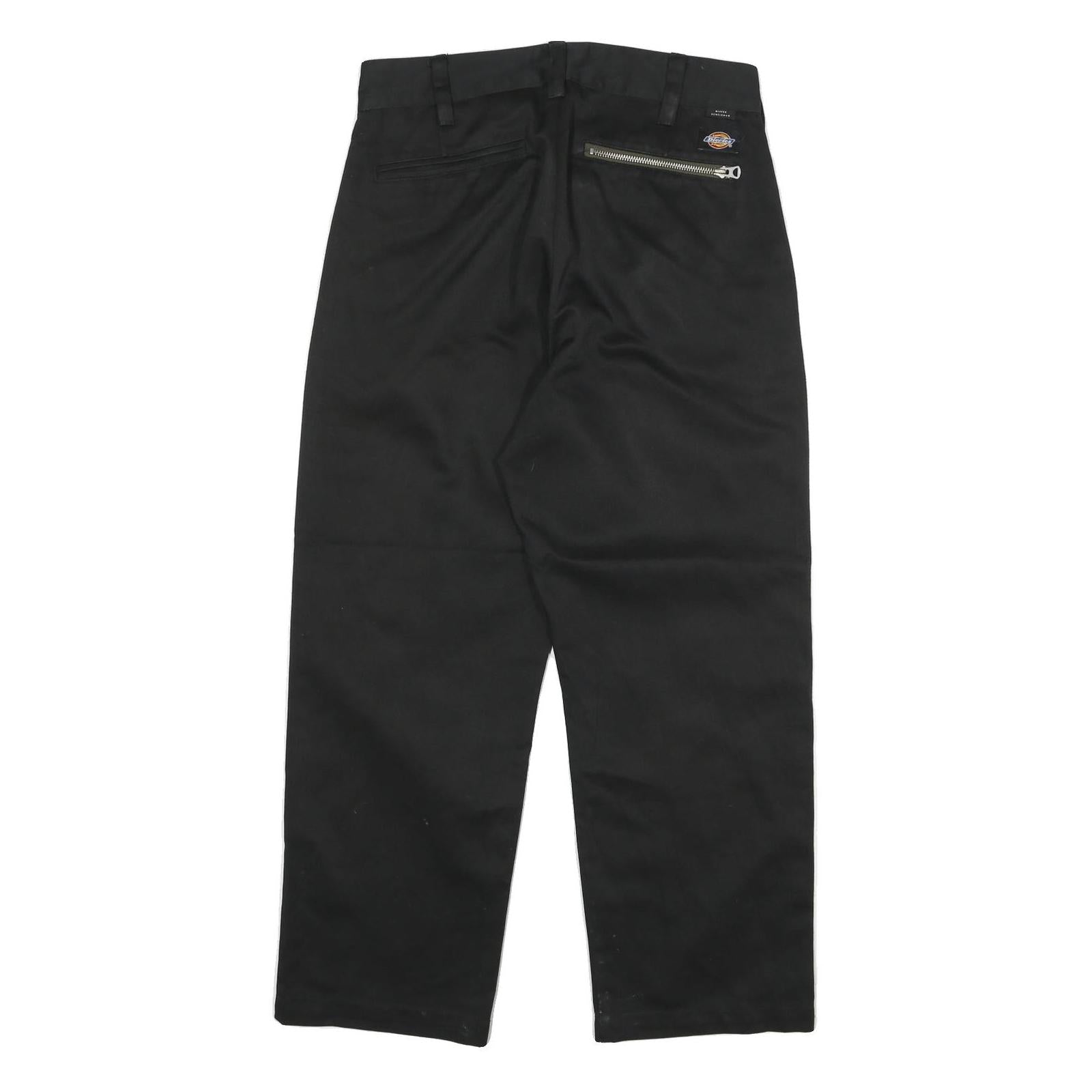 DICKIES Mens Cotton Blend Black Regular Straight Trousers W30 L26 Workwear Zip