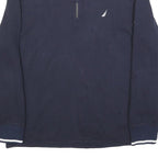 NAUTICA Mens Navy & White 1/4 Zip Collar L Sweatshirt Cotton Blend Casual