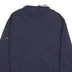 NAUTICA Mens Navy & White 1/4 Zip Collar L Sweatshirt Cotton Blend Casual