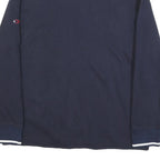 NAUTICA Mens Navy & White 1/4 Zip Collar L Sweatshirt Cotton Blend Casual