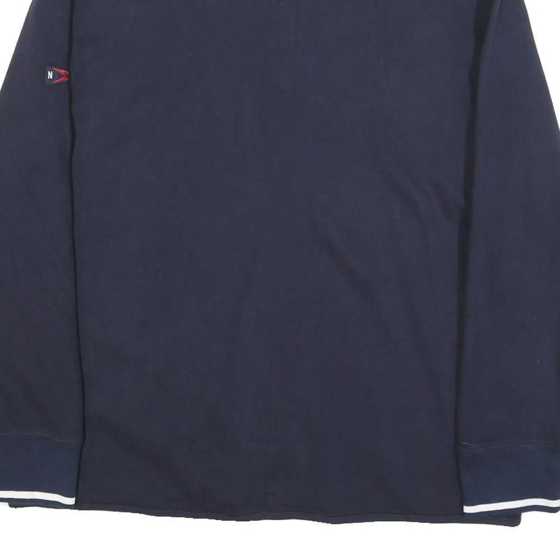 NAUTICA Mens Navy & White 1/4 Zip Collar L Sweatshirt Cotton Blend Casual