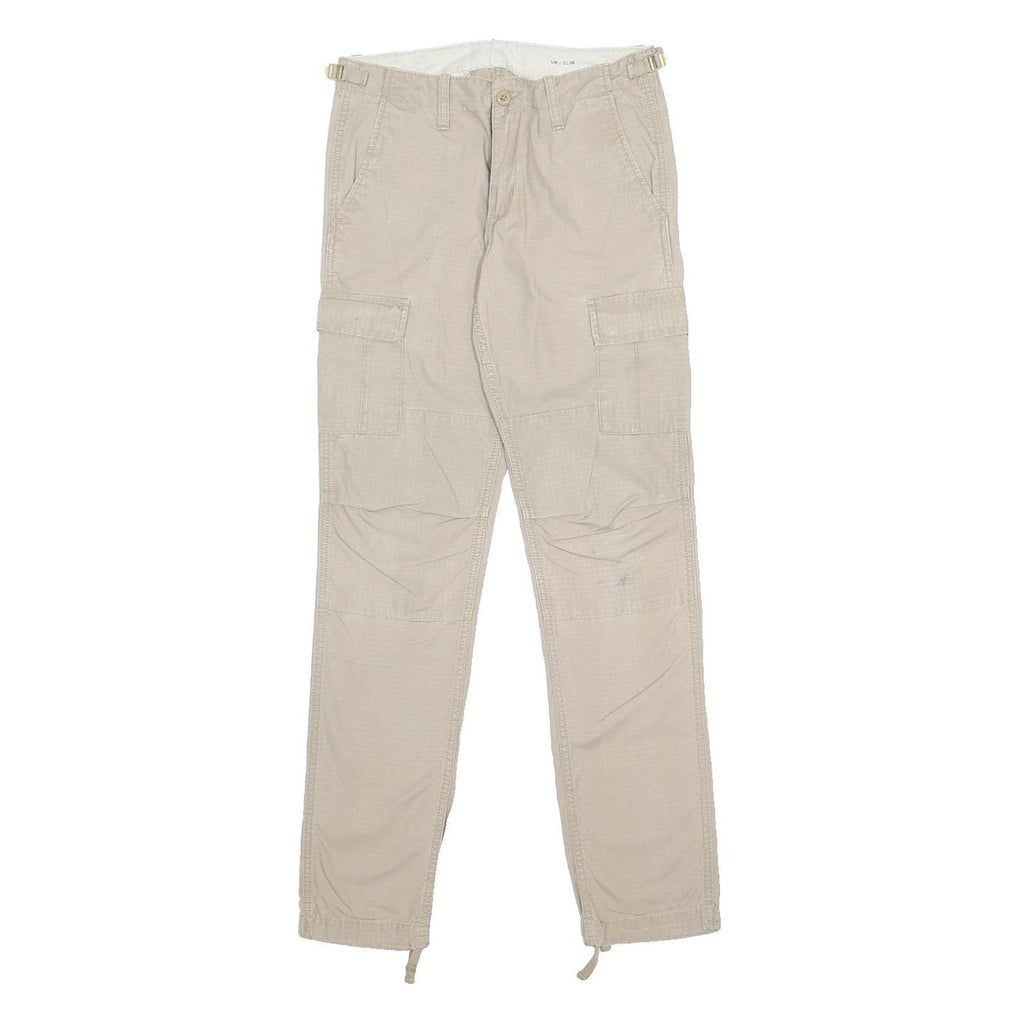 CARHARTT Womens Beige Slim Cargo Trousers W25 L32 Cotton Zip Pocket Utility
