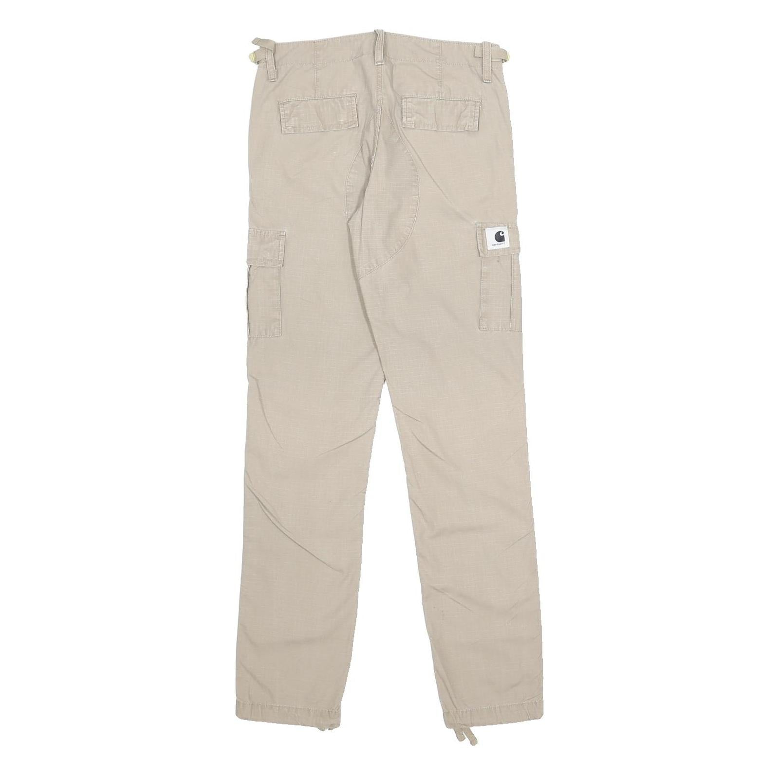 CARHARTT Womens Beige Slim Cargo Trousers W25 L32 Cotton Zip Pocket Utility