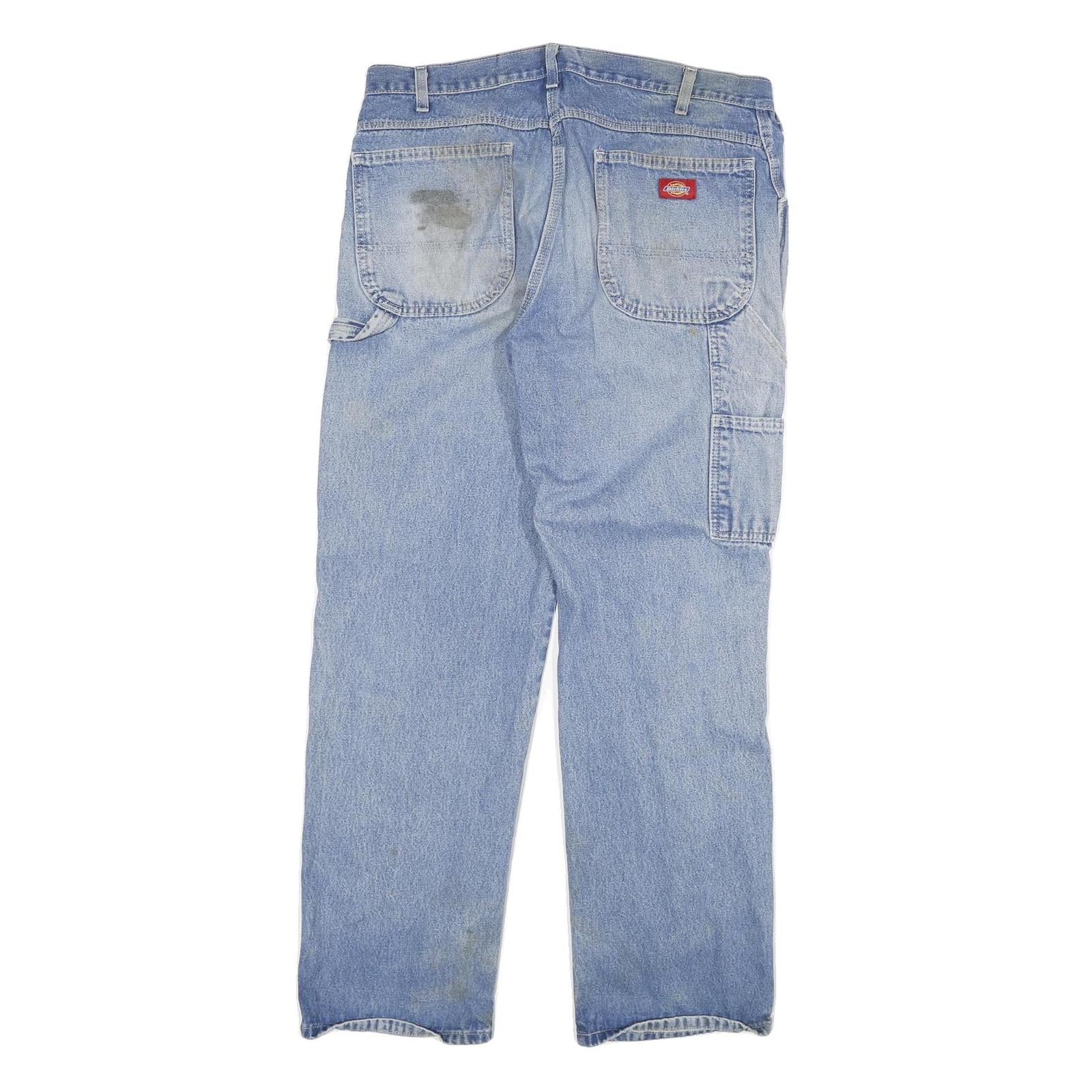 DICKIES Mens Regular Fit Carpenter Light Blue Denim Jeans W36 L32 Workwear