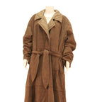 Womens Brown Wool Blend Long Sleeve Button Jacket M Belted Classic Outerwear