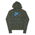 NIKE Girls Green & Blue Hoodie L Cotton Blend Printed Pullover Hooded Sweatshirt