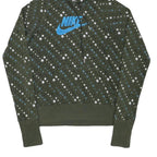 NIKE Girls Green & Blue Hoodie L Cotton Blend Printed Pullover Hooded Sweatshirt