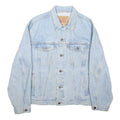 LEVI'S Mens Blue Denim Jacket S Cotton Blend Button Closure Classic Jean Jacket