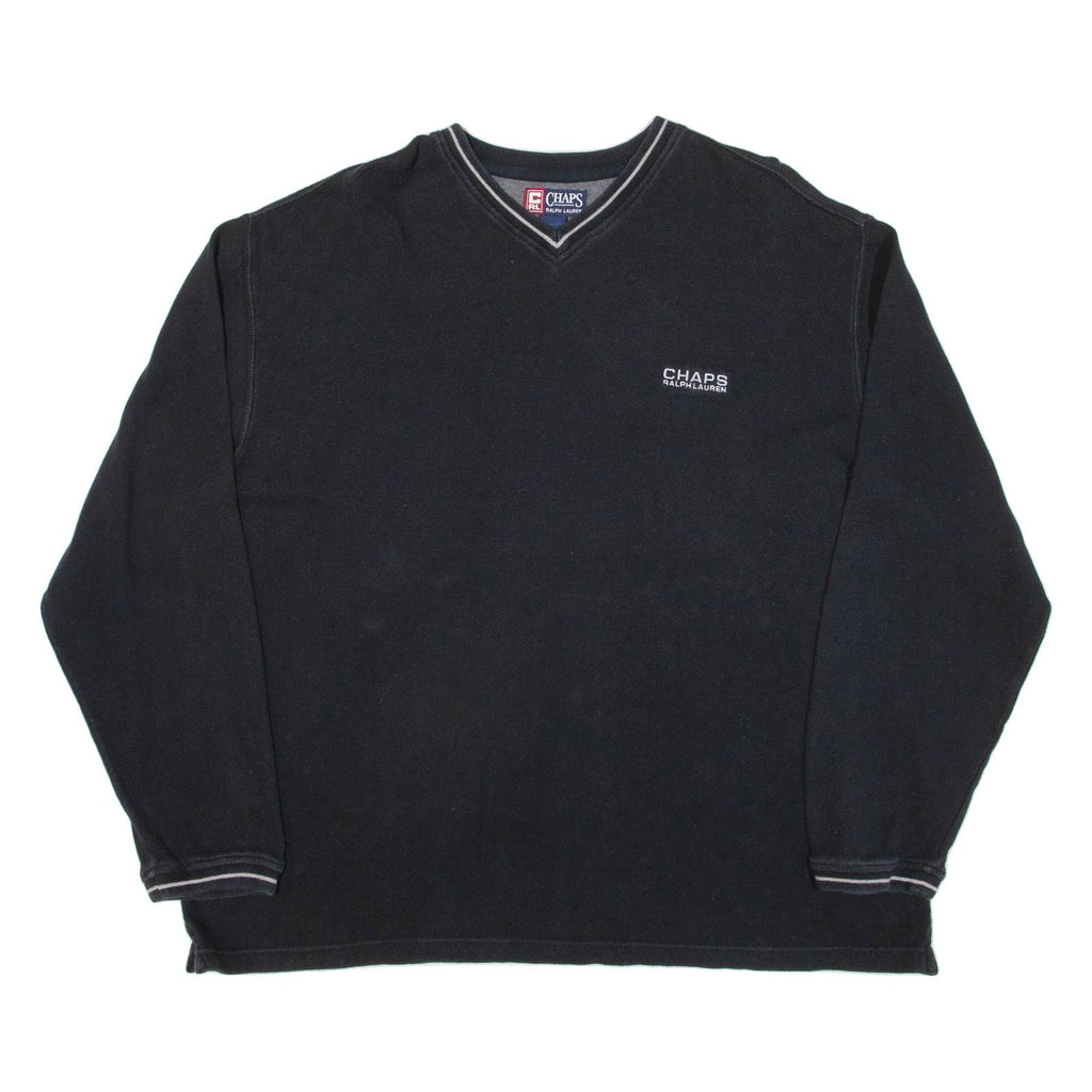 CHAPS RALPH LAUREN Mens Sweatshirt Black V-Neck 2XL