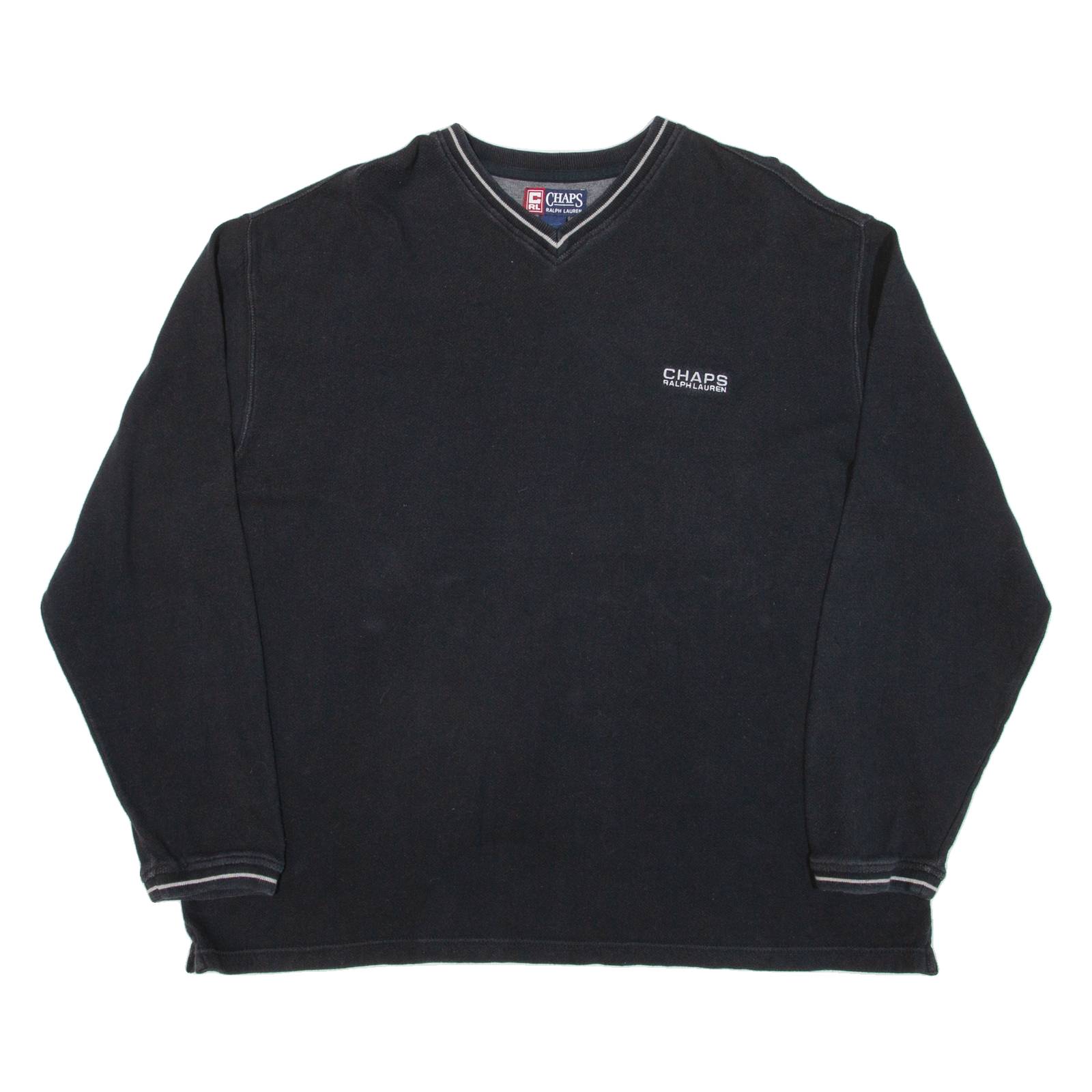 CHAPS RALPH LAUREN Mens Sweatshirt Black V-Neck 2XL