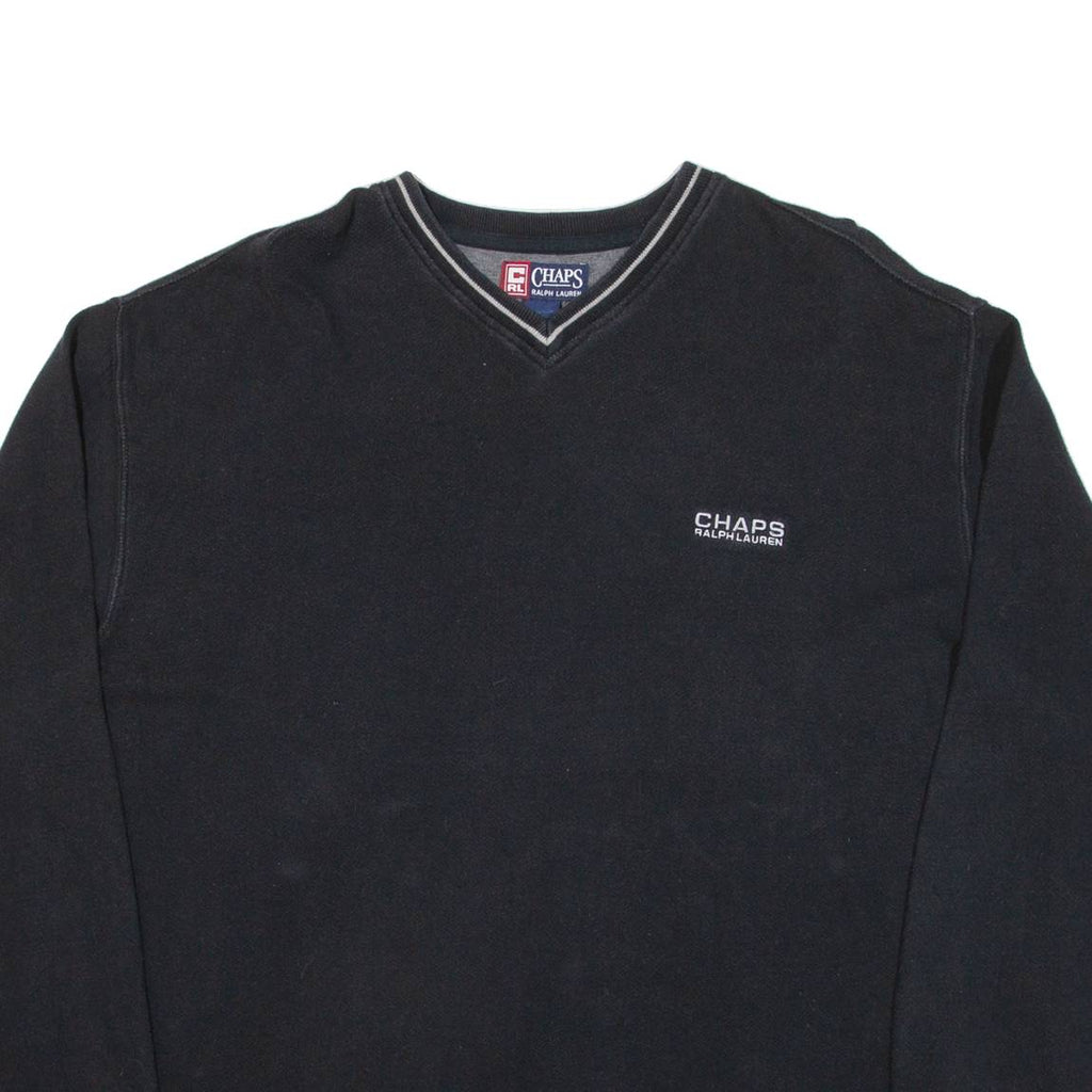 CHAPS RALPH LAUREN Mens Sweatshirt Black V-Neck 2XL