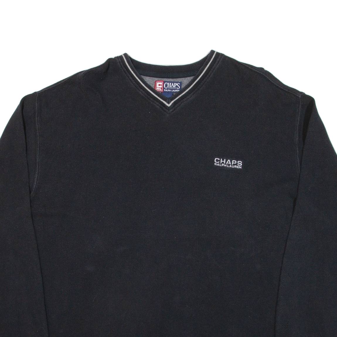 CHAPS RALPH LAUREN Mens Sweatshirt Black V-Neck 2XL