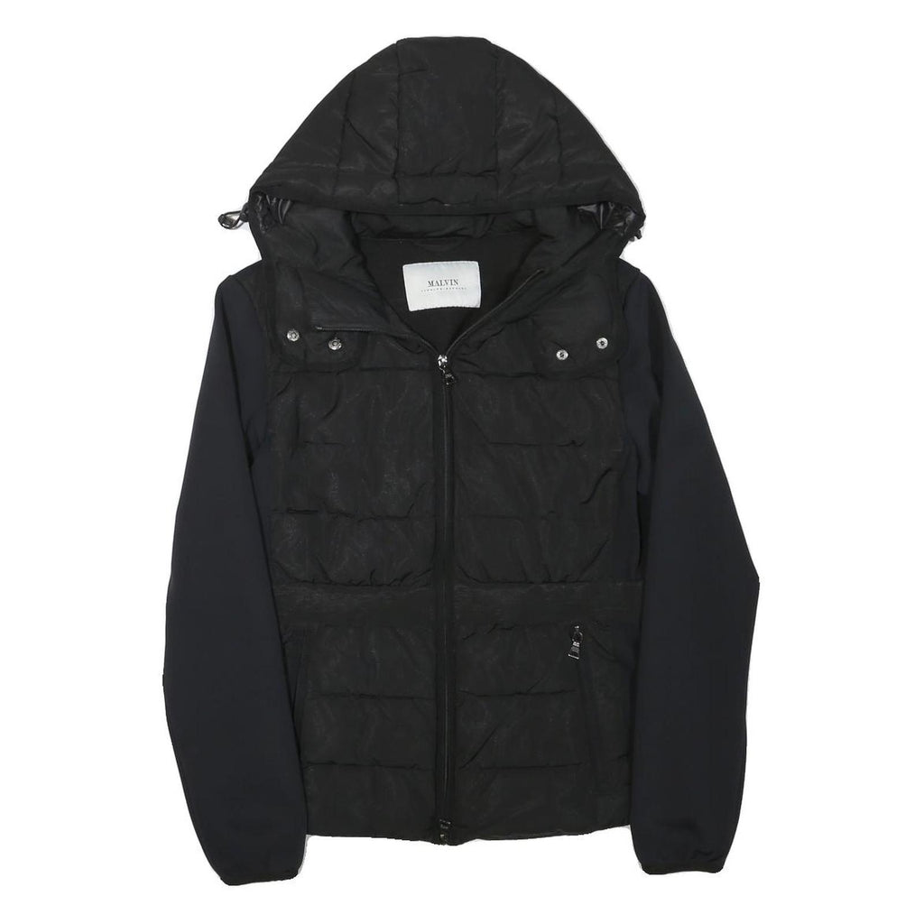 MALVIN Womens Black Outdoor Jacket S Polyester Blend Woven Plain Zip Hooded