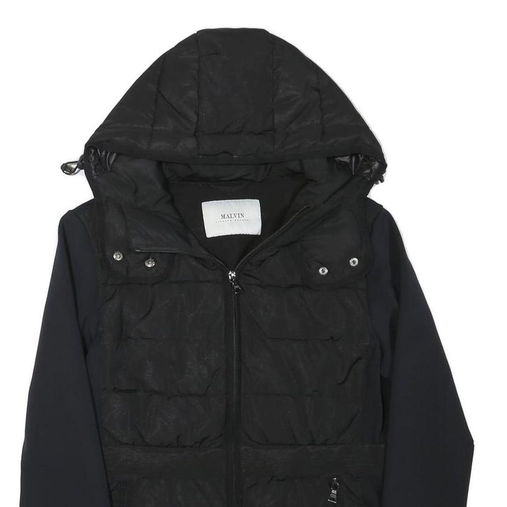 MALVIN Womens Black Outdoor Jacket S Polyester Blend Woven Plain Zip Hooded