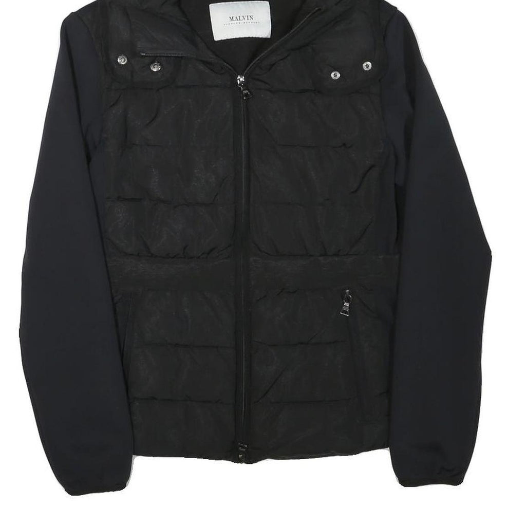 MALVIN Womens Black Outdoor Jacket S Polyester Blend Woven Plain Zip Hooded