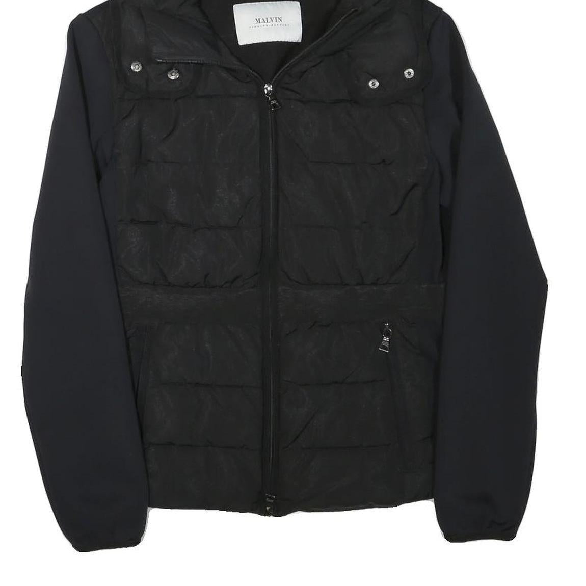 MALVIN Womens Black Outdoor Jacket S Polyester Blend Woven Plain Zip Hooded