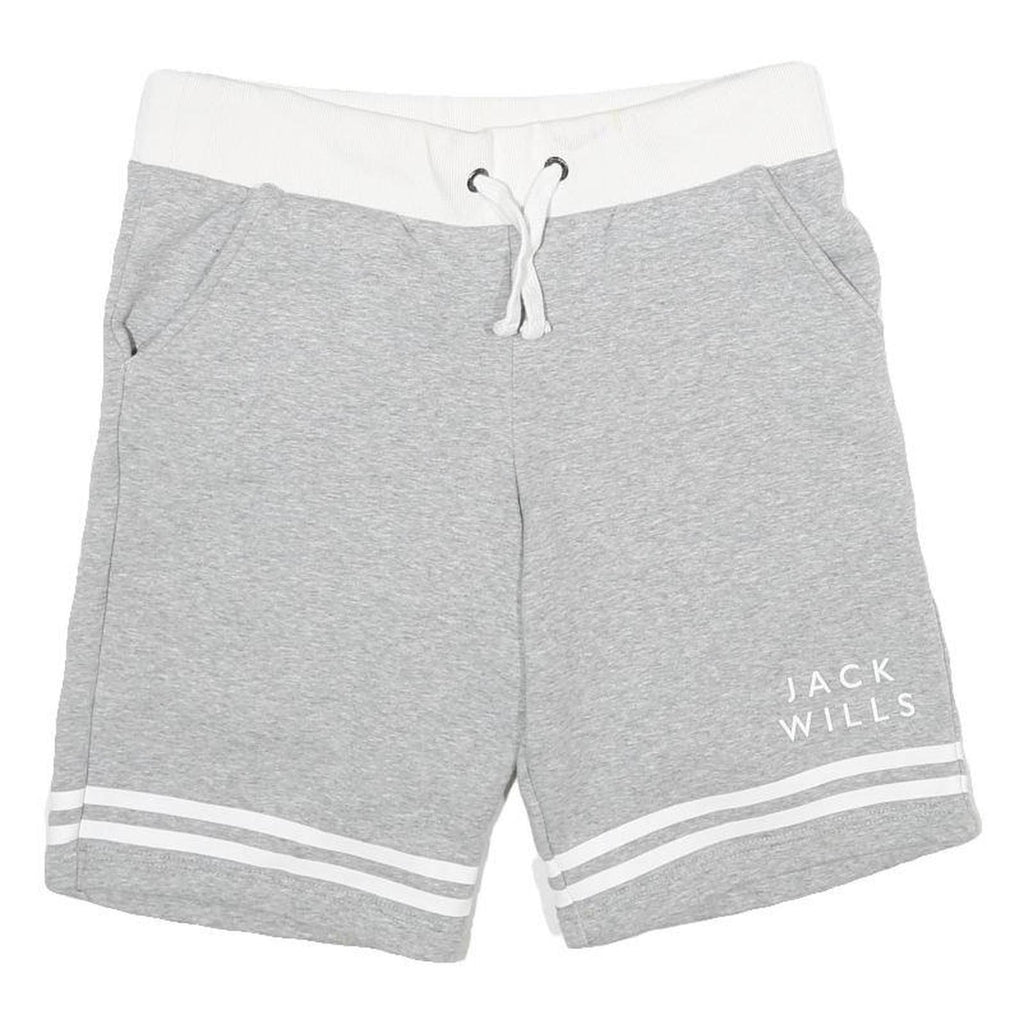 JACK WILLS Womens Shorts Grey Sporty Logo XS W30 Casual Cotton Blend Drawstring