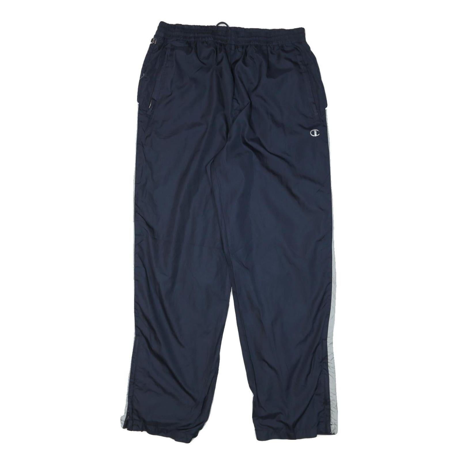 CHAMPION Mens Joggers Navy Blue White Stripe Regular Tapered L W32 L31 Sport