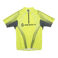 SCOTT Womens Yellow & Grey Cycling T-Shirt L Short Sleeve Zip Neck Sportswear