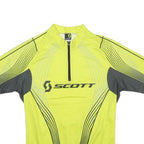 SCOTT Womens Yellow & Grey Cycling T-Shirt L Short Sleeve Zip Neck Sportswear