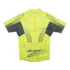 SCOTT Womens Yellow & Grey Cycling T-Shirt L Short Sleeve Zip Neck Sportswear